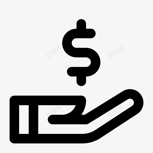 捐款现金货币图标svg_新图网 https://ixintu.com 业务和财务行图标集 手 捐款 现金 符号 美元 货币
