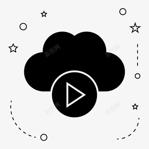 播放云连接图标svg_新图网 https://ixintu.com 云 云计算 互联网 播放 连接 音乐