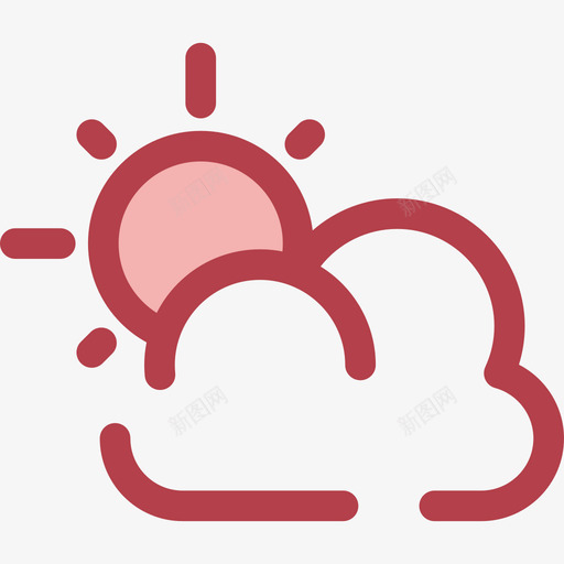 多云27号天气红色图标svg_新图网 https://ixintu.com 27号天气 多云 红色