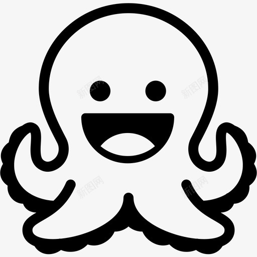 笑表情情绪图标svg_新图网 https://ixintu.com 情绪 感觉 章鱼 章鱼表情线 笑 表情