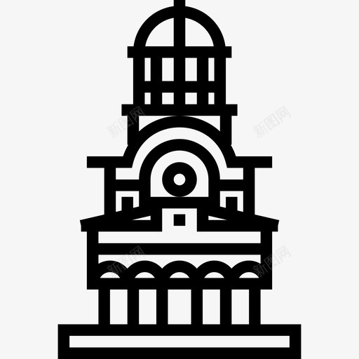安提姆修道院地标性建筑线性图标svg_新图网 https://ixintu.com 地标性建筑 安提姆修道院 线性