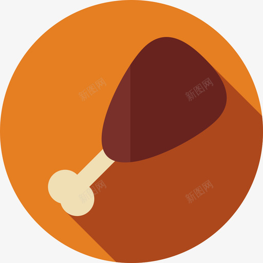 鸡肉圆形食物扁平图标svg_新图网 https://ixintu.com 圆形食物 扁平 鸡肉