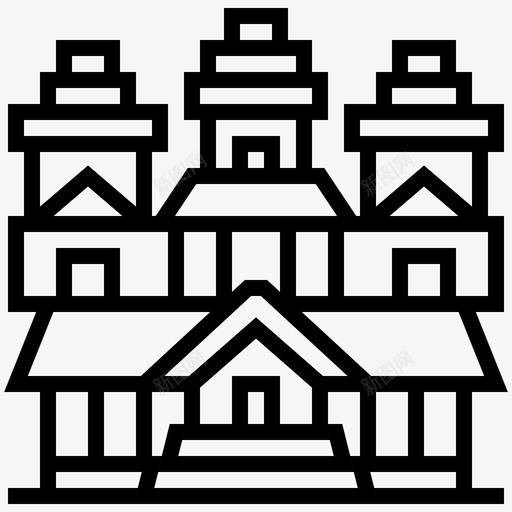 吴哥窟考古建筑图标svg_新图网 https://ixintu.com 吴哥窟 地标 地标1线 建筑 考古