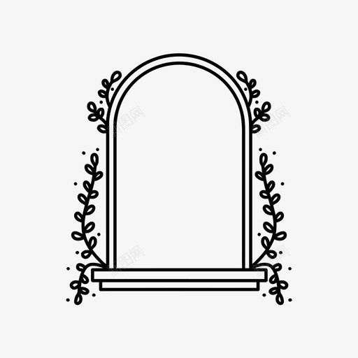 窗户涂鸦房子图标svg_新图网 https://ixintu.com 房子 手绘花窗 树叶 植物 涂鸦 窗户