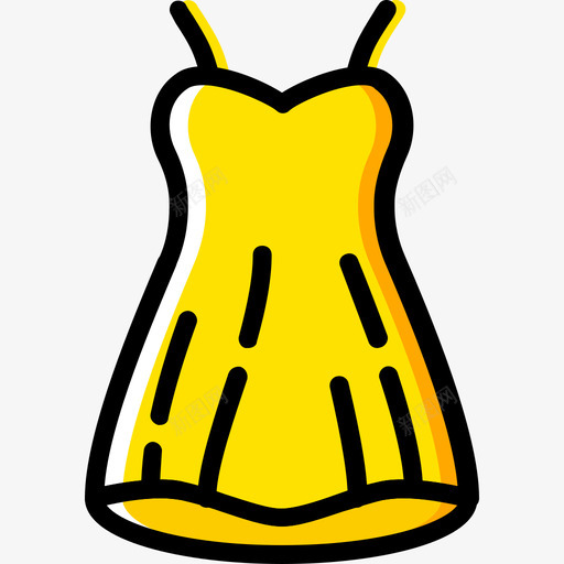 连衣裙女装3黄色图标svg_新图网 https://ixintu.com 女装3 连衣裙 黄色