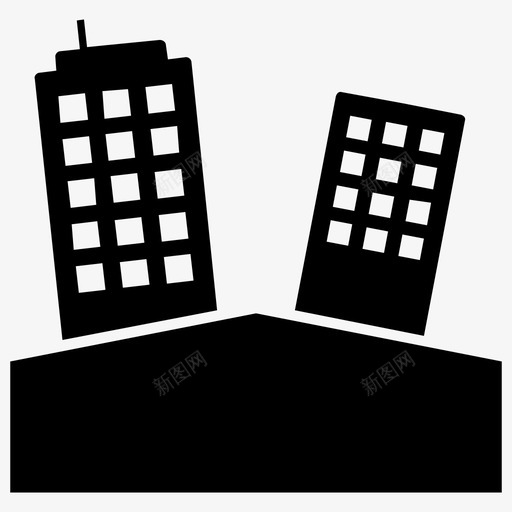 地震破房子破坏图标svg_新图网 https://ixintu.com 全球变暖雕文图标 地球灾害 地震 废旧房屋 破坏 破房子 自然灾害