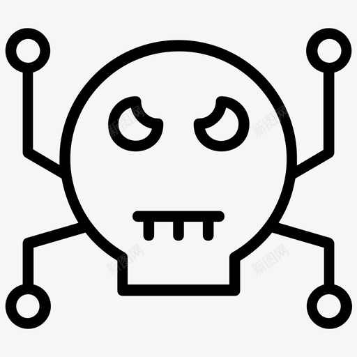 垃圾邮件头骨计算机病毒网络犯罪图标svg_新图网 https://ixintu.com 垃圾邮件头骨 网络威胁 网络抢劫 网络犯罪 计算机病毒 黑客头骨 黑客线图标