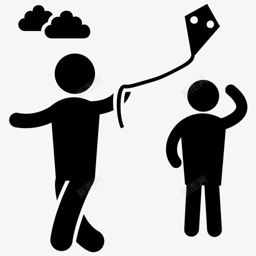 放风筝户外游戏体育活动图标svg_新图网 https://ixintu.com 体育活动 兄弟姐妹享受 户外游戏 放风筝 玩耍 节日雕文图标