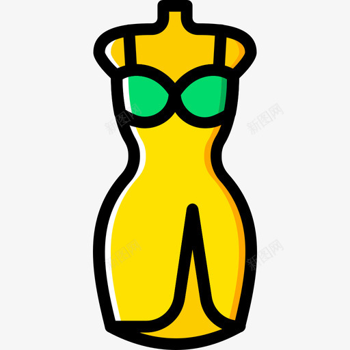 连衣裙女装3黄色图标svg_新图网 https://ixintu.com 女装3 连衣裙 黄色
