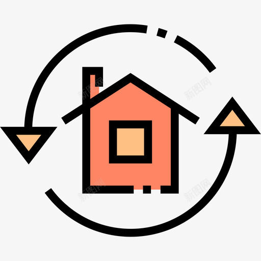 房屋建筑构造4线条色彩图标svg_新图网 https://ixintu.com 建筑构造4 房屋 线条色彩