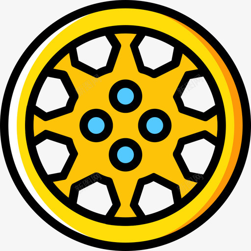 合金车轮汽车零件黄色图标svg_新图网 https://ixintu.com 合金车轮 汽车零件 黄色