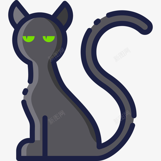 黑猫万圣节26线性颜色图标svg_新图网 https://ixintu.com 万圣节26 线性颜色 黑猫