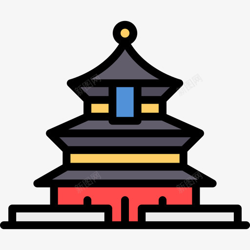 天坛中国5线颜色图标svg_新图网 https://ixintu.com 中国5 天坛 线颜色