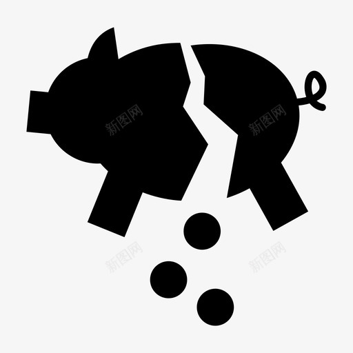 破小猪罐硬币金融图标svg_新图网 https://ixintu.com 存钱 平日图标 破小猪罐 硬币 花钱 金融 零用钱