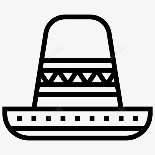 帽子文化墨西哥图标svg_新图网 https://ixintu.com 墨西哥 墨西哥符号线 宽边帽 帽子 文化