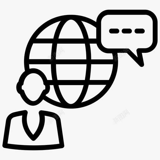 全球传播商业传播网络技术图标svg_新图网 https://ixintu.com 全球传播 商业传播 在线网络 社交媒体线图标 网络技术 跨文化传播
