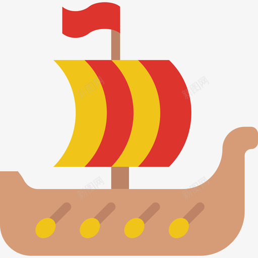 北欧海盗船中世纪3扁平图标svg_新图网 https://ixintu.com 中世纪3 北欧海盗船 扁平