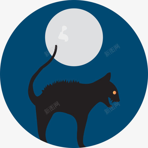 黑猫万圣节5圆圈扁平图标svg_新图网 https://ixintu.com 万圣节5 圆圈扁平 黑猫