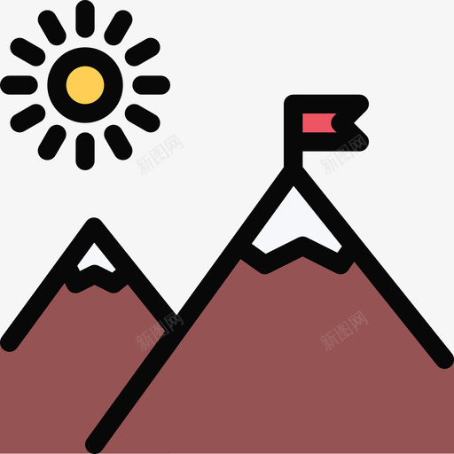 山海滩和露营色彩图标svg_新图网 https://ixintu.com 山 海滩和露营 色彩