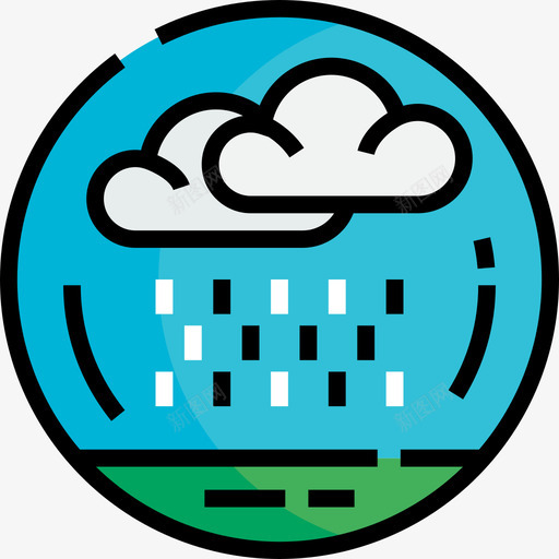雨园艺10线性颜色图标svg_新图网 https://ixintu.com 园艺10 线性颜色 雨