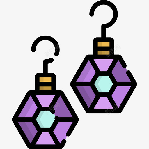 耳环珠宝4线性颜色图标svg_新图网 https://ixintu.com 珠宝4 线性颜色 耳环
