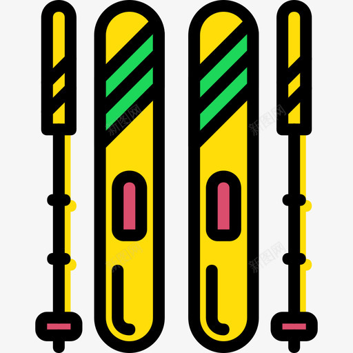 滑雪冬天黄色图标svg_新图网 https://ixintu.com 冬天 滑雪 黄色