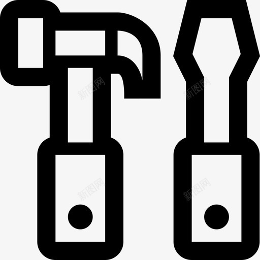锤子和螺丝刀一字工具图标svg_新图网 https://ixintu.com 一字 厚轮廓 工具 锤子和螺丝刀