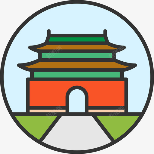 明十三陵古迹8座线彩图标svg_新图网 https://ixintu.com 古迹8座 明十三陵 线彩