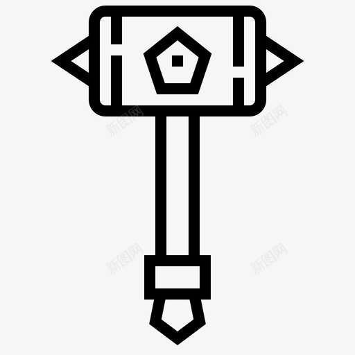 锤子战斗骑士图标svg_新图网 https://ixintu.com 战士 战斗 武器 维京防线 锤子 骑士