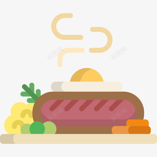 牛排食品和餐厅8平的图标svg_新图网 https://ixintu.com 平的 牛排 食品和餐厅8
