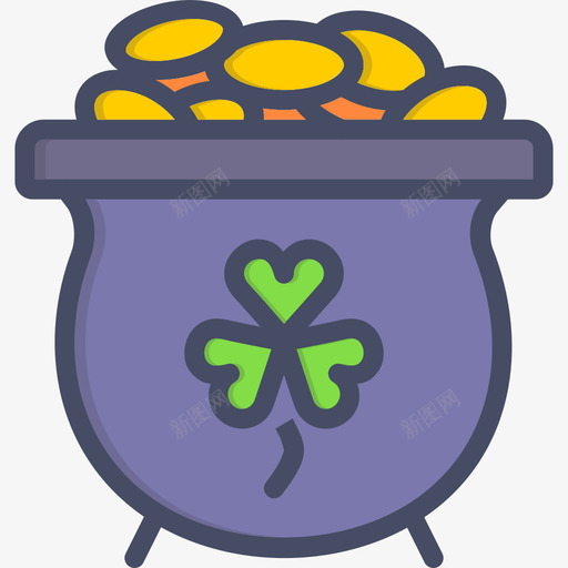 金罐圣帕特里克节线性颜色图标svg_新图网 https://ixintu.com 圣帕特里克节 线性颜色 金罐