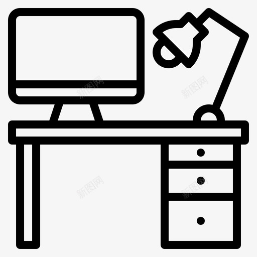 桌子电脑工作图标svg_新图网 https://ixintu.com 家具 工作 桌子 灯 电脑
