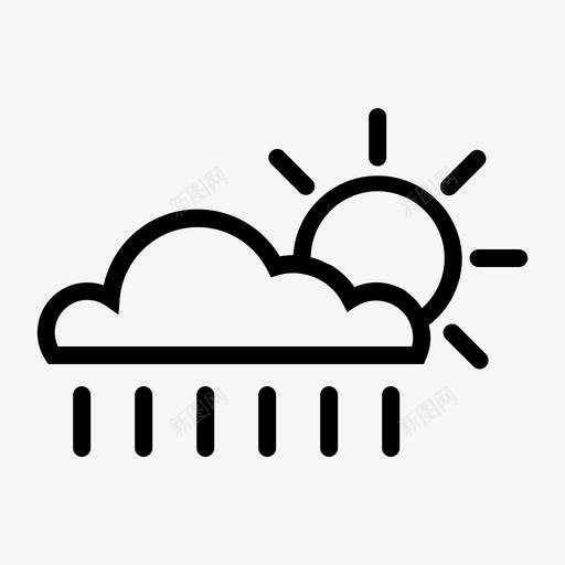 太阳和雨天气预报晴天图标svg_新图网 https://ixintu.com 天气 天气预报 太阳和雨 晴天 沃特