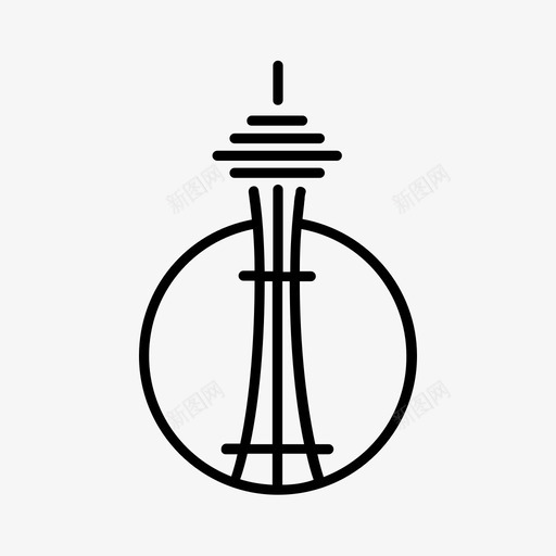 太空针美国建筑图标svg_新图网 https://ixintu.com 世界建筑 塔楼 太空针 建筑 美国 西雅图
