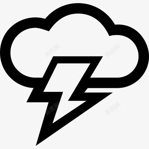 雷暴电天气图标svg_新图网 https://ixintu.com 天气 电 粗轮廓 雷暴