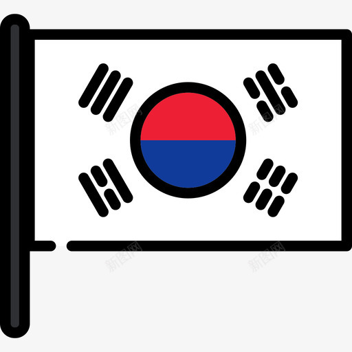 韩国国旗收藏2桅杆图标svg_新图网 https://ixintu.com 国旗收藏2 桅杆 韩国