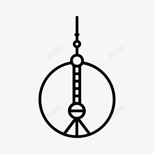 东方明珠塔建筑中国图标svg_新图网 https://ixintu.com 世界建筑 东方明珠塔 中国 建筑