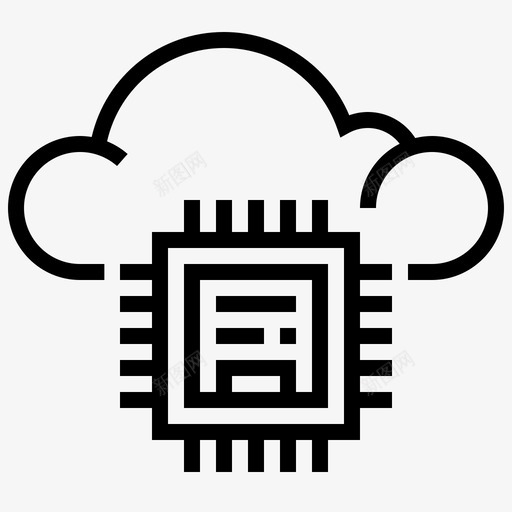 芯片电路云图标svg_新图网 https://ixintu.com cpu 云 处理器 电路 网络分析线 芯片