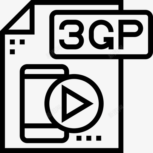 3gp文件类型3线性图标svg_新图网 https://ixintu.com 3gp 文件类型3 线性