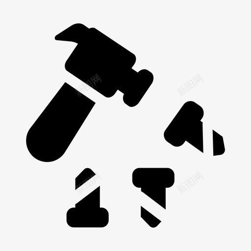 锤子钉子劳动雕文图标svg_新图网 https://ixintu.com 劳动雕文 钉子 锤子