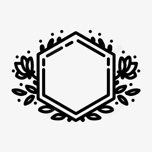 手绘六角框手绘六边形框涂鸦图标svg_新图网 https://ixintu.com 手绘六角框 手绘六角花环和框架 手绘六边形框 框架 涂鸦 花卉 花环