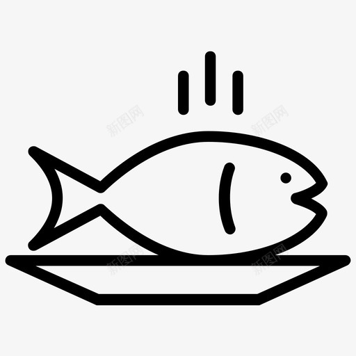 熟鱼水生动物鱼图标svg_新图网 https://ixintu.com 水生动物 海洋 海鲜 熟鱼 章鱼字形图标 贝类 鱼 龙虾