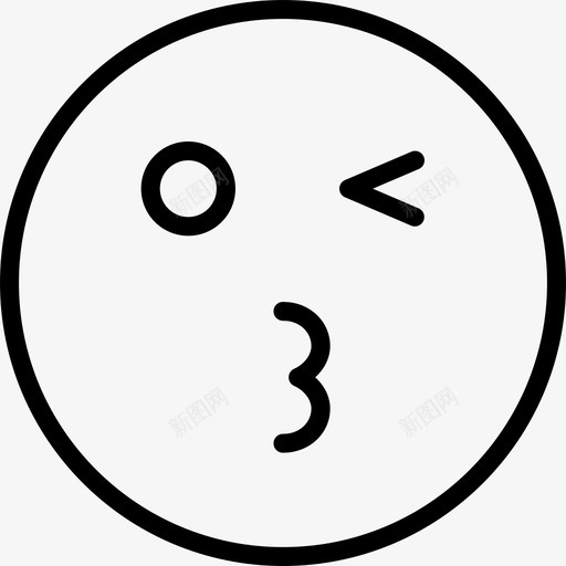 眨眼表情符号13线性图标svg_新图网 https://ixintu.com 眨眼 线性 表情符号13