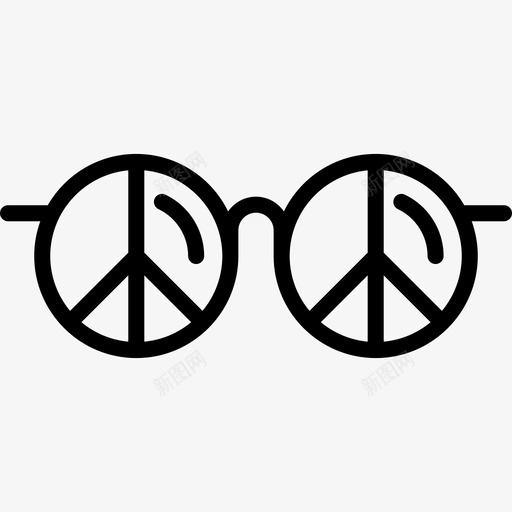 太阳镜嬉皮士直线型图标svg_新图网 https://ixintu.com 太阳镜 嬉皮士 直线型