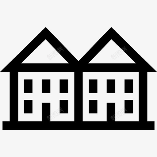 复式住宅半独立式图标svg_新图网 https://ixintu.com 住宅 半独立式 双人房 复式 房地产概述