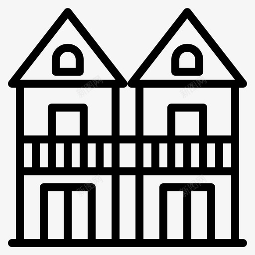 复式住宅建筑住宅图标svg_新图网 https://ixintu.com 住宅 城镇 复式住宅 建筑 房地产