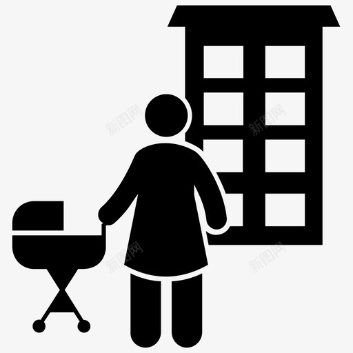 日托保姆儿童保护图标svg_新图网 https://ixintu.com 保姆 儿童保护 城市字形图标 婴儿中心 日托