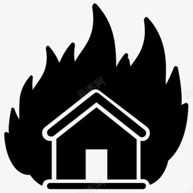 燃烧的房子火灾房屋火灾图标图标