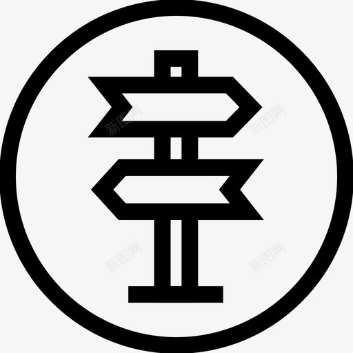 方向牌导航路径图标svg_新图网 https://ixintu.com 基本设计9轮廓笔划圆 导航 方向牌 柱子 路径 路标