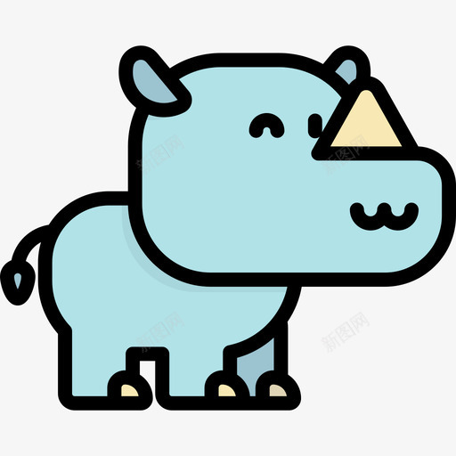 犀牛川维动物3线状颜色图标svg_新图网 https://ixintu.com 川维动物3 犀牛 线状颜色